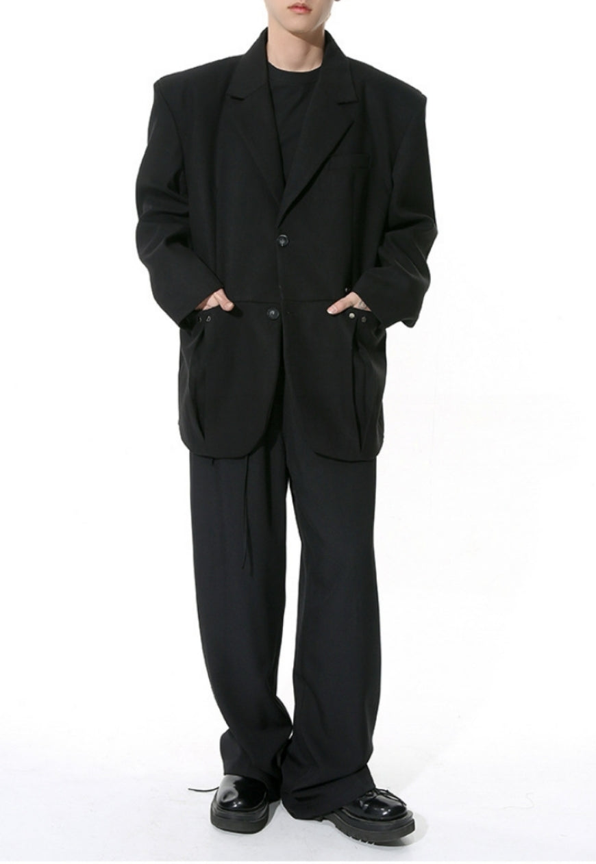 Men's double belt design trousers