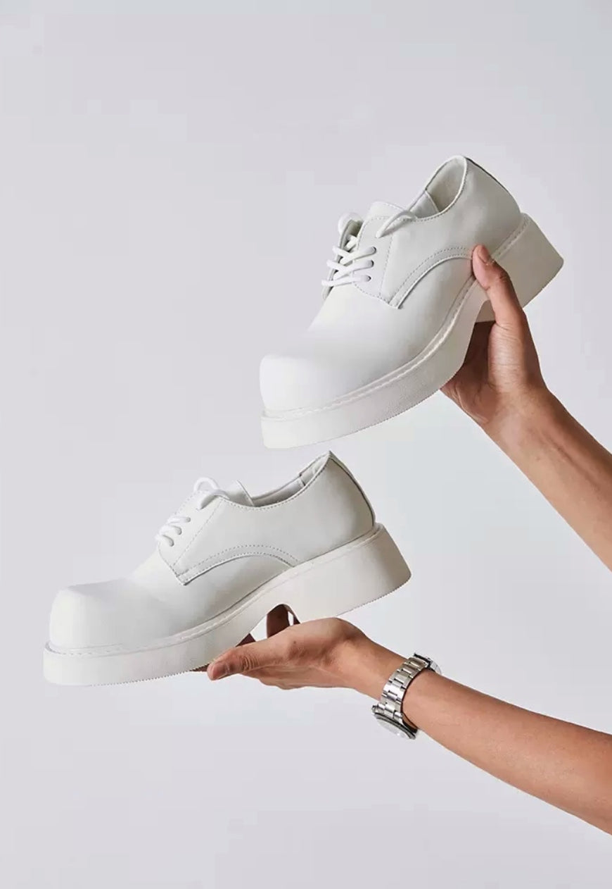 Men's White Heightened Mickey Derby Shoes