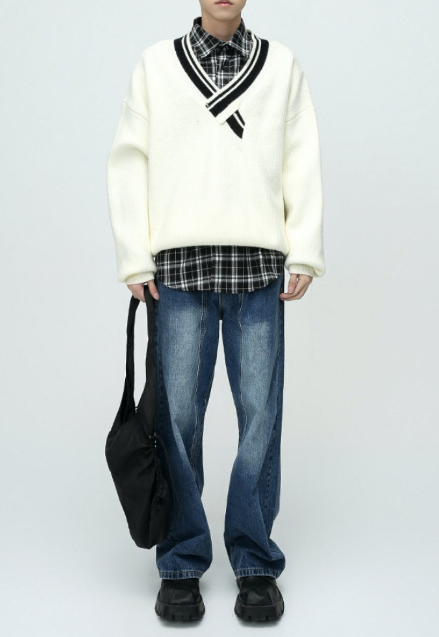 Men's Irregular V-neck sweater
