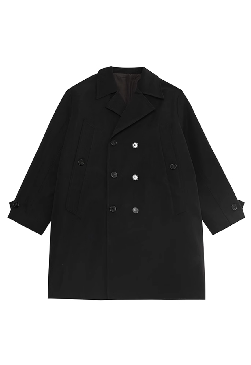 Men's Black single breasted trench coat
