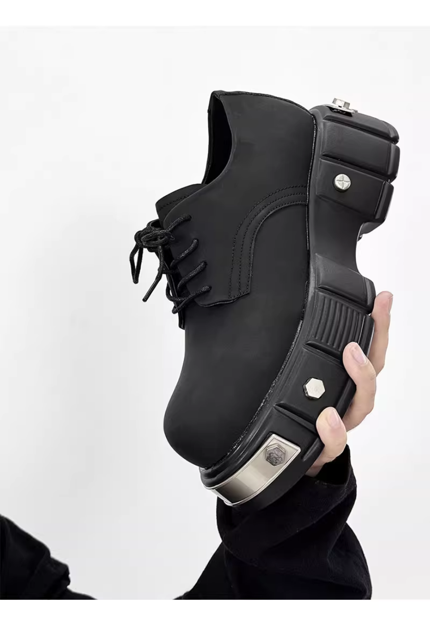 Unisex Iron toe black derby shoes