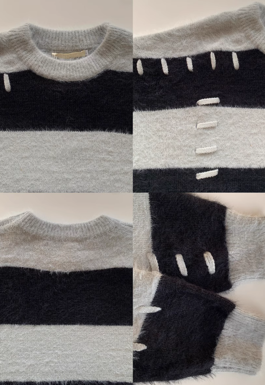 Men's Contrast mohair sweater