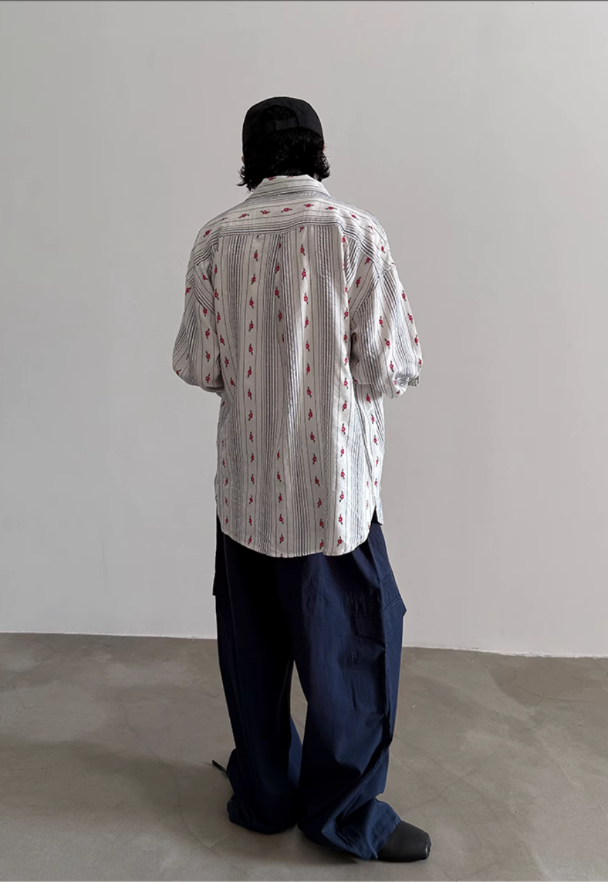 Men's Classic Striped Floral Shirt
