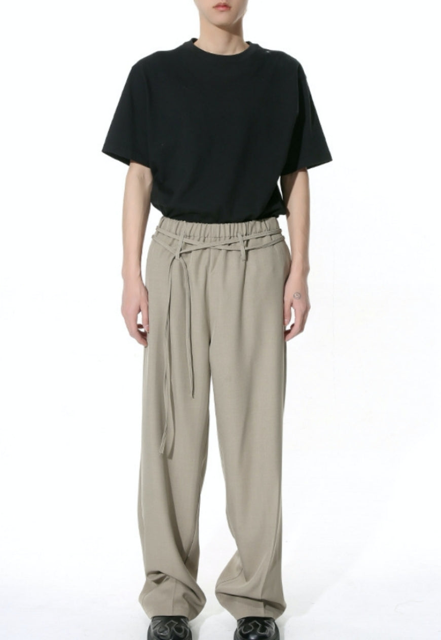 Men's double belt design trousers