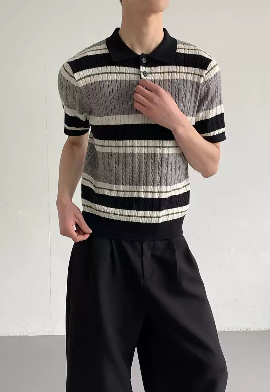 Men's Vintage Stripe Knit Polo