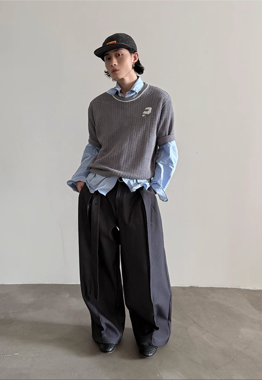 Men's Design contrasting hollow knit sweater