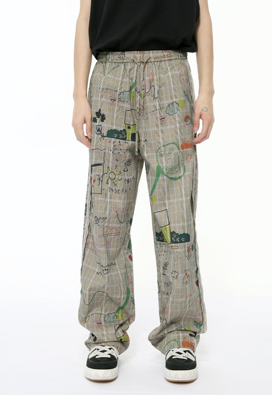 Men's Cartoon graffiti casual trousers