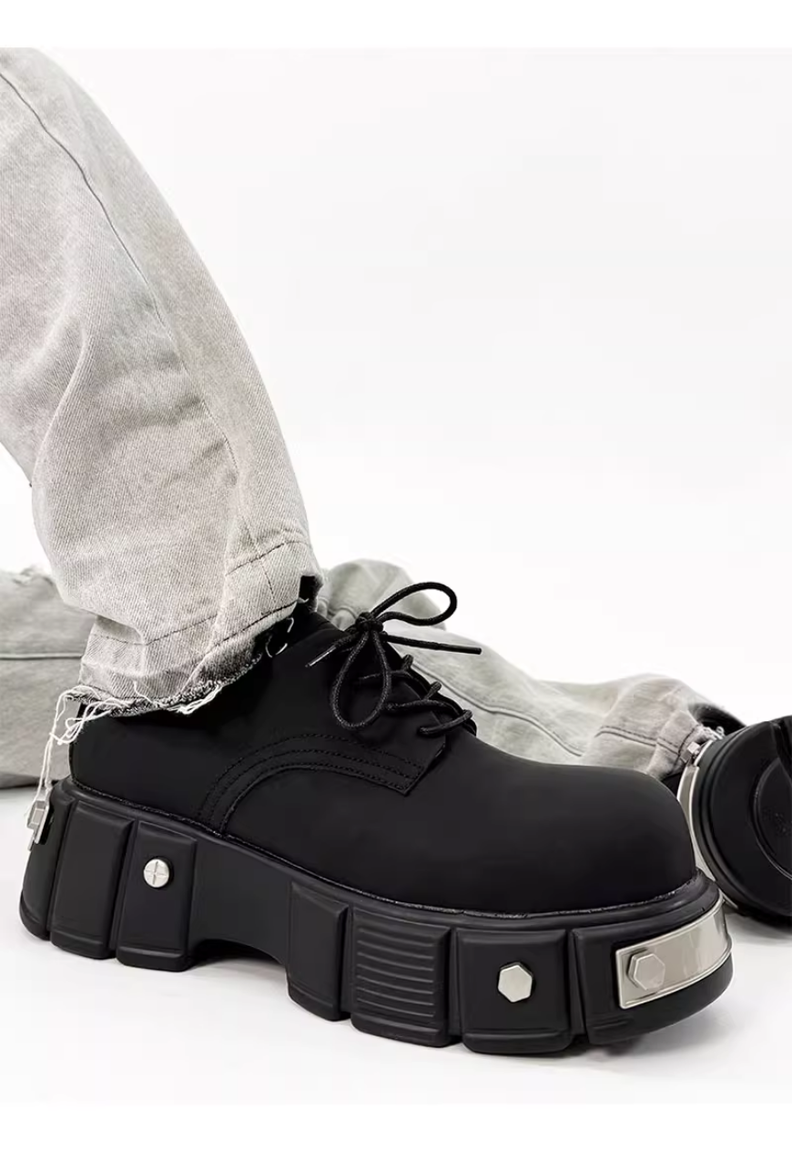 Unisex Iron toe black derby shoes
