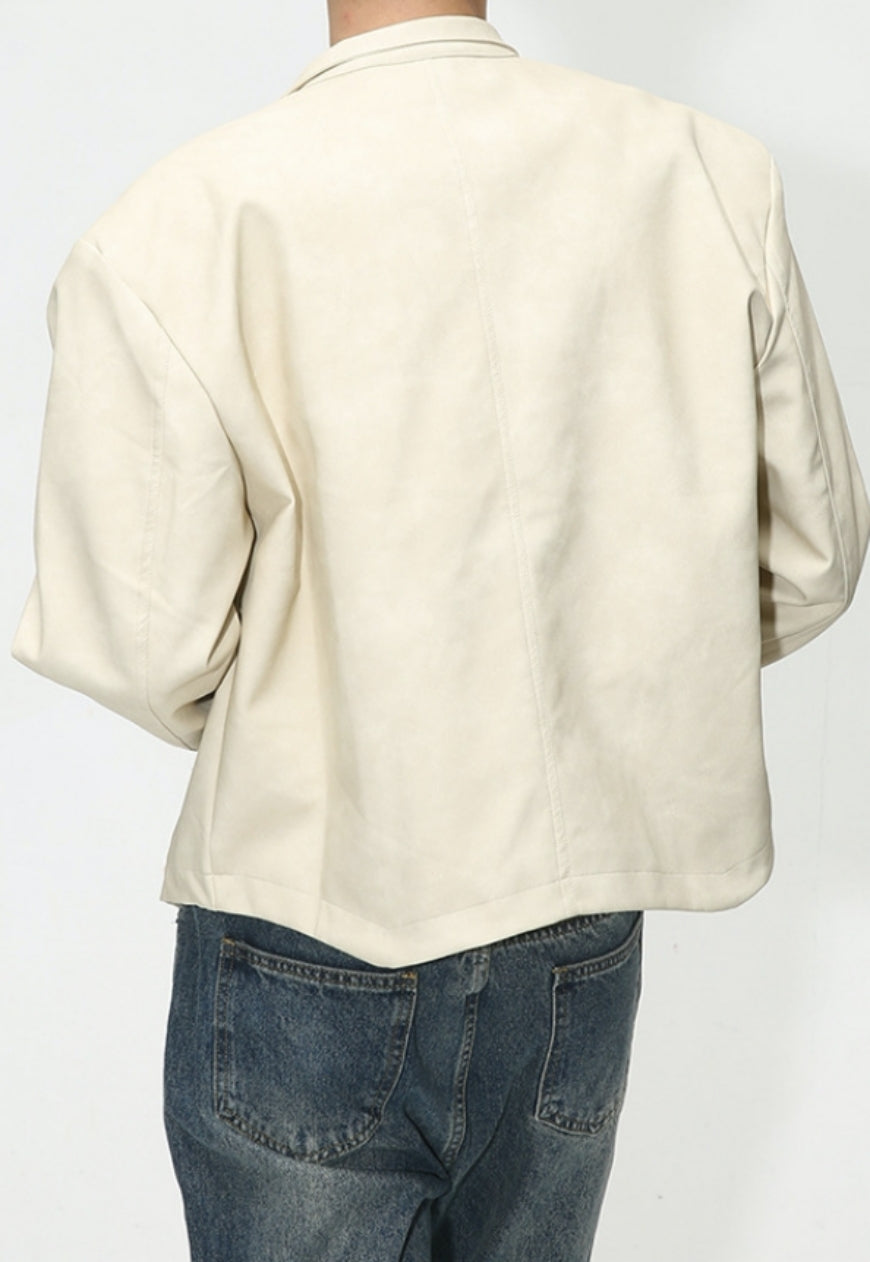 Men's Retro Short PU Leather Jacket
