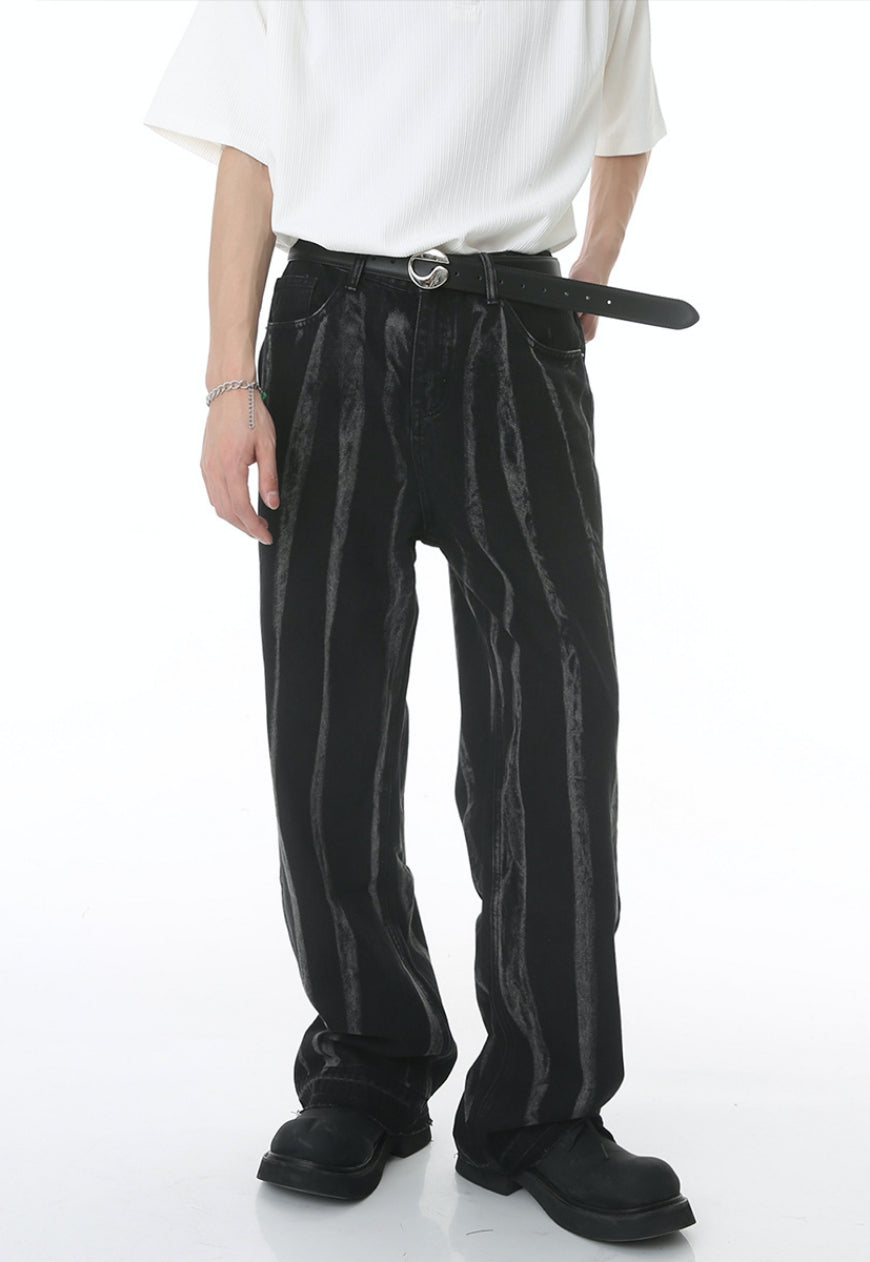 Unisex Tie Dye Vertical Stripe Jeans