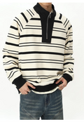 Men's Striped basic POLO zipper sweatshirt