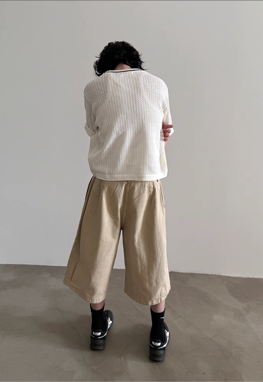 Men's Design contrasting hollow knit sweater