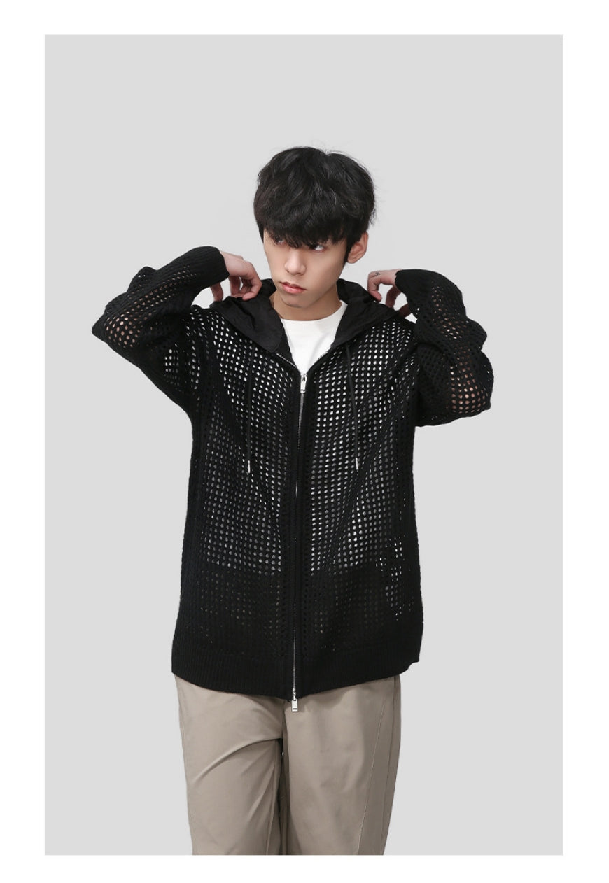 Men's cutout zipper knitted jacket