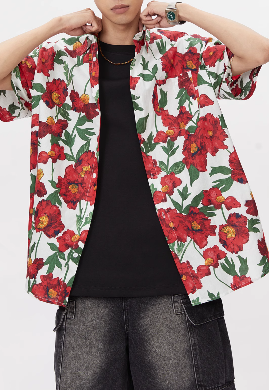 Men's vintage floral shirt (No tie)