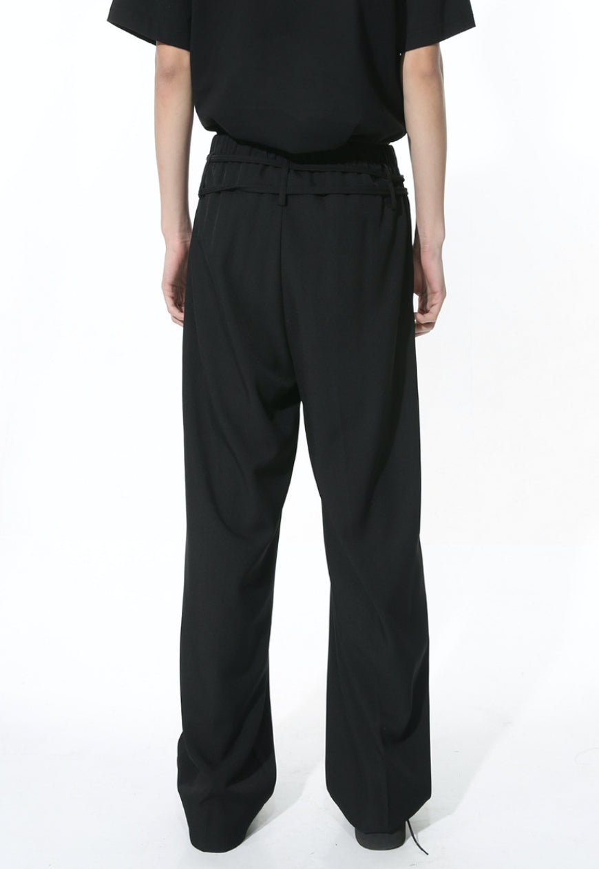 Men's double belt design trousers