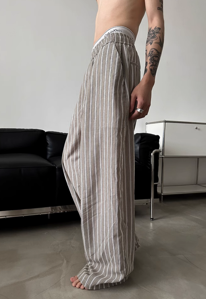Men's Contrast striped cotton pants