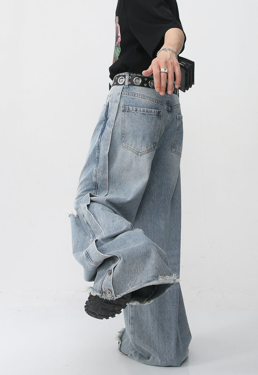 Unisex Loose-fit ripped denim trousers