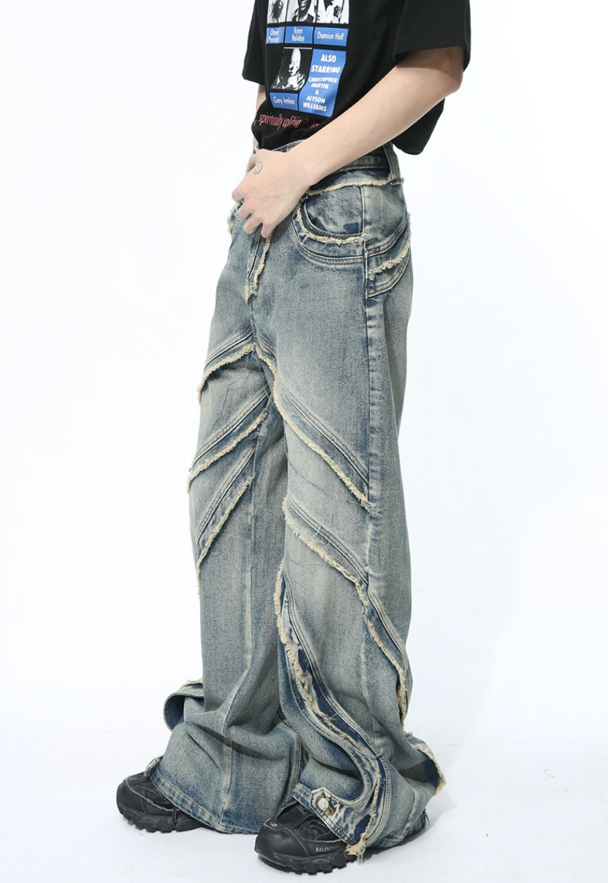 Unisex Deconstructed heavy-duty design jeans
