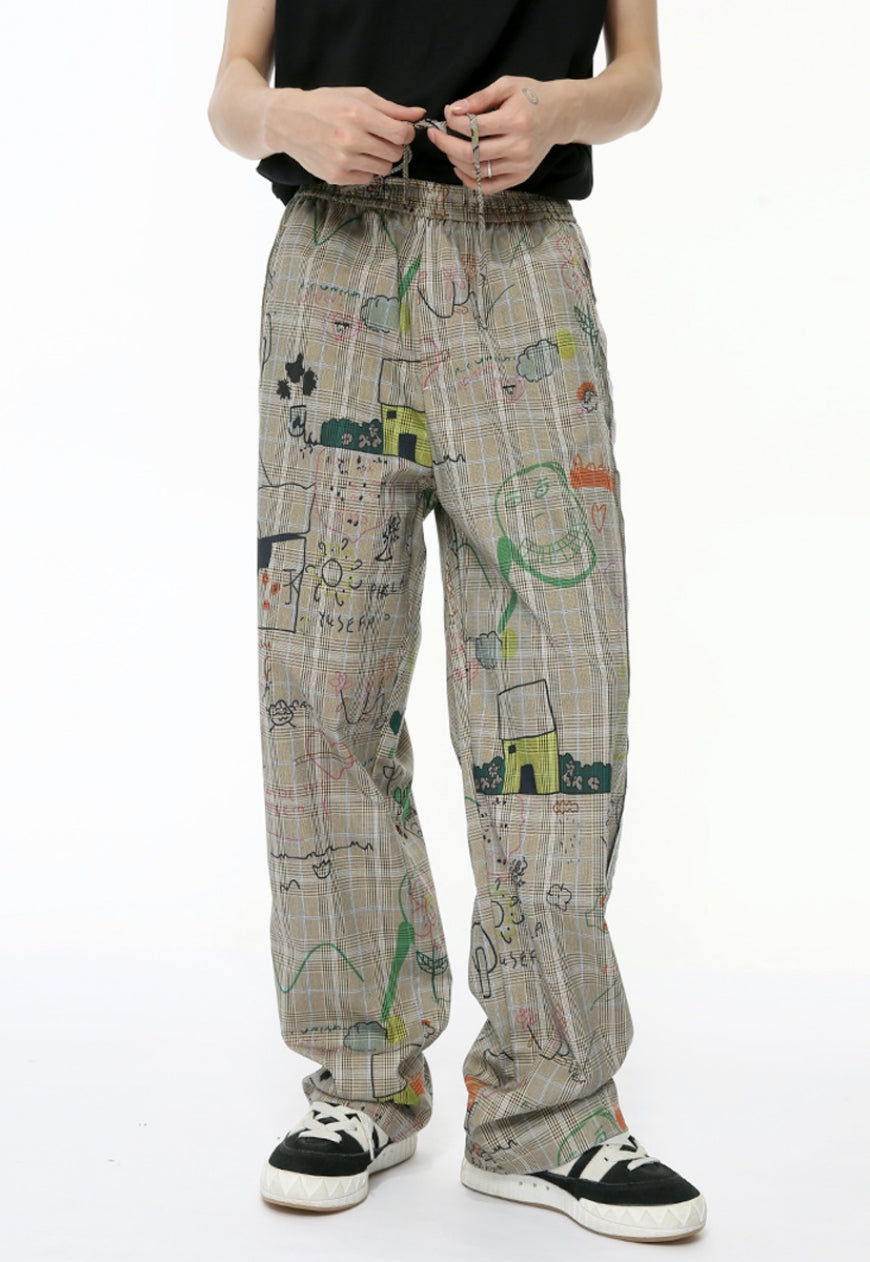 Men's Cartoon graffiti casual trousers