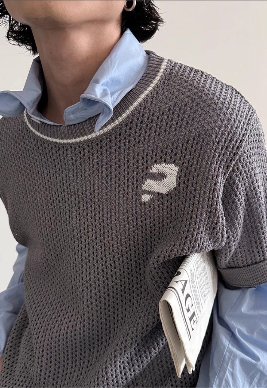 Men's Design contrasting hollow knit sweater