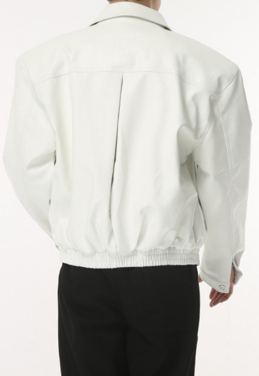 Men's Vintage Shoulder Pad PU Leather Jacket