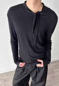 Men's Drawstring Stand Collar Tee