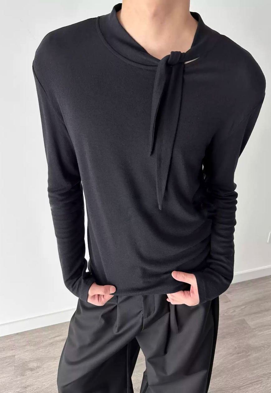 Men's Drawstring Stand Collar Tee