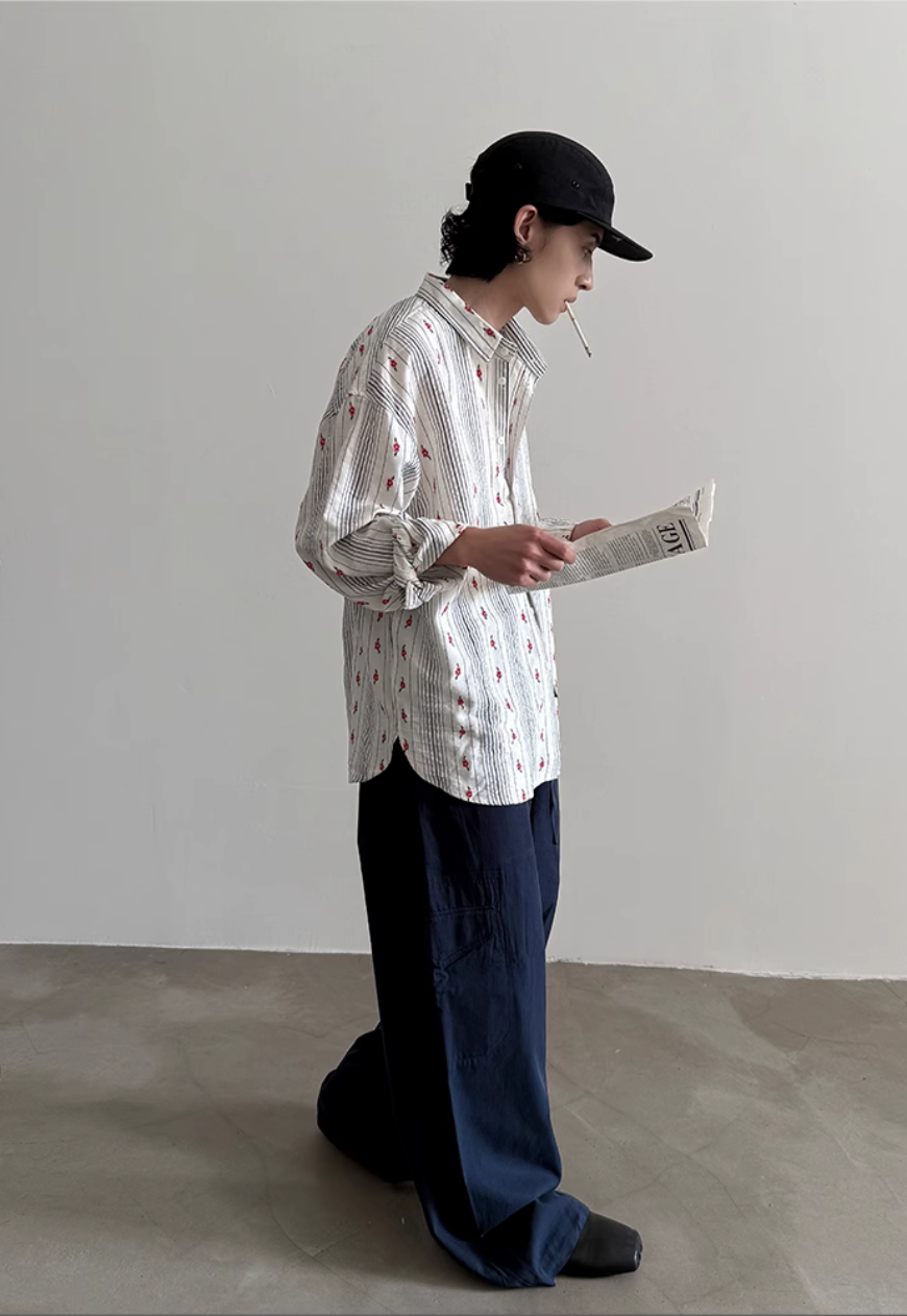 Men's Classic Striped Floral Shirt