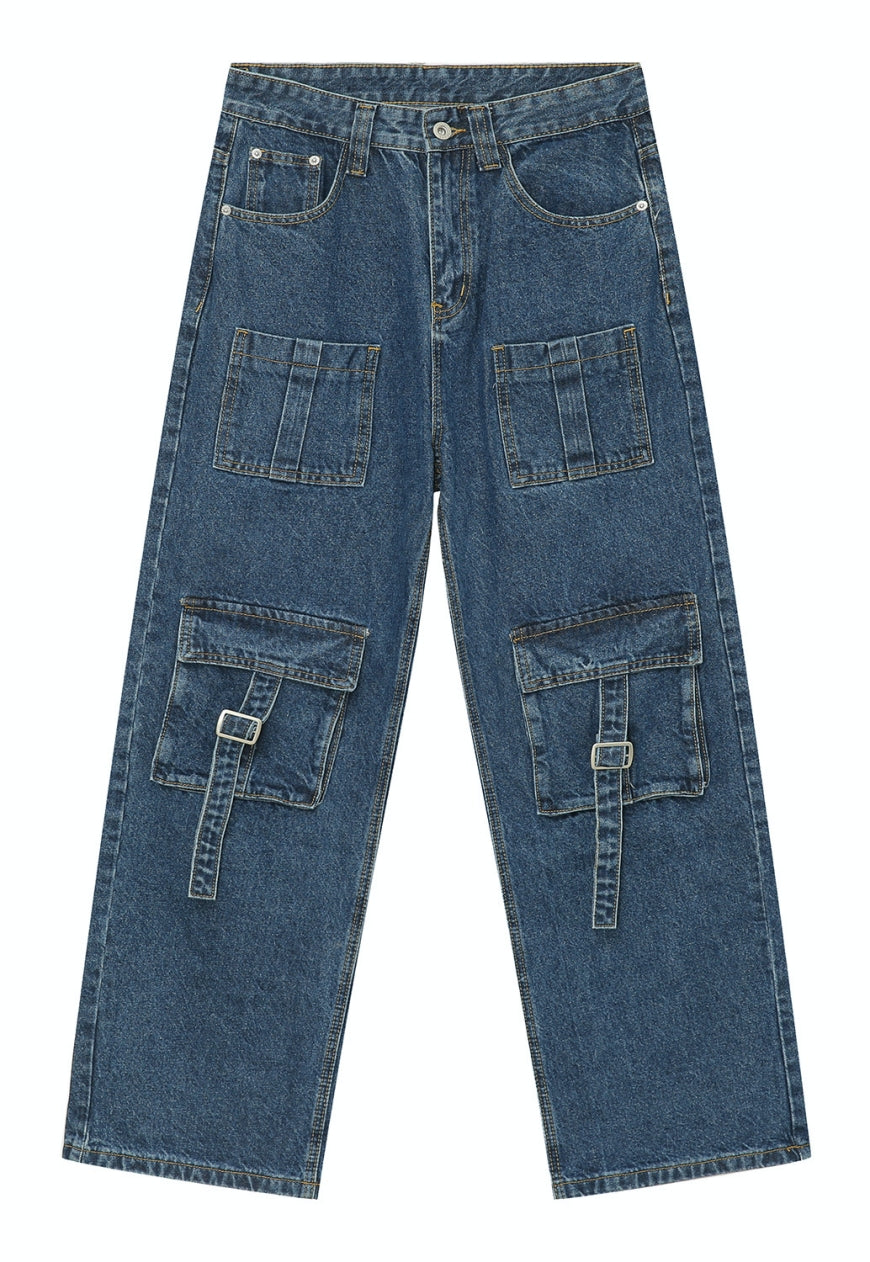 Unisex Cargo jeans with multi-pocket design