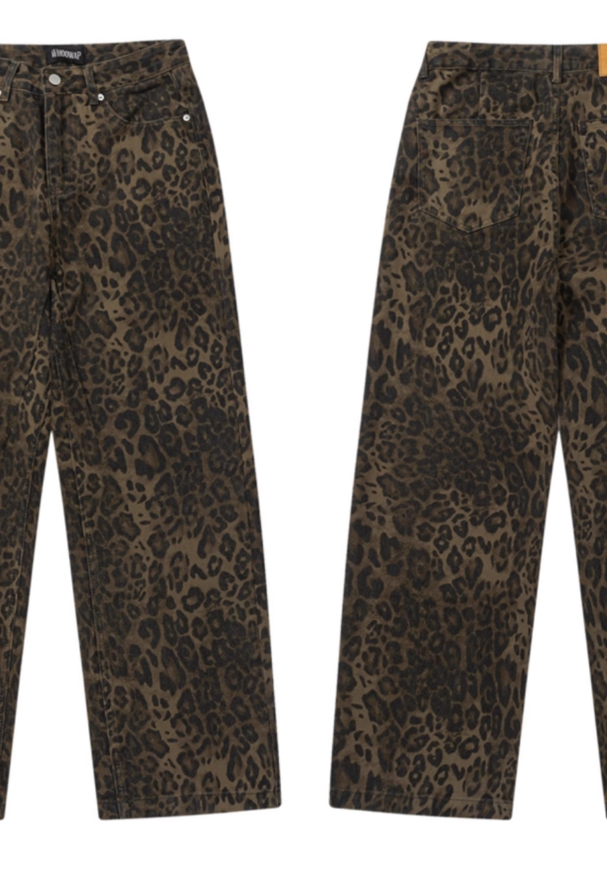 Men's Vintage leopard print jeans