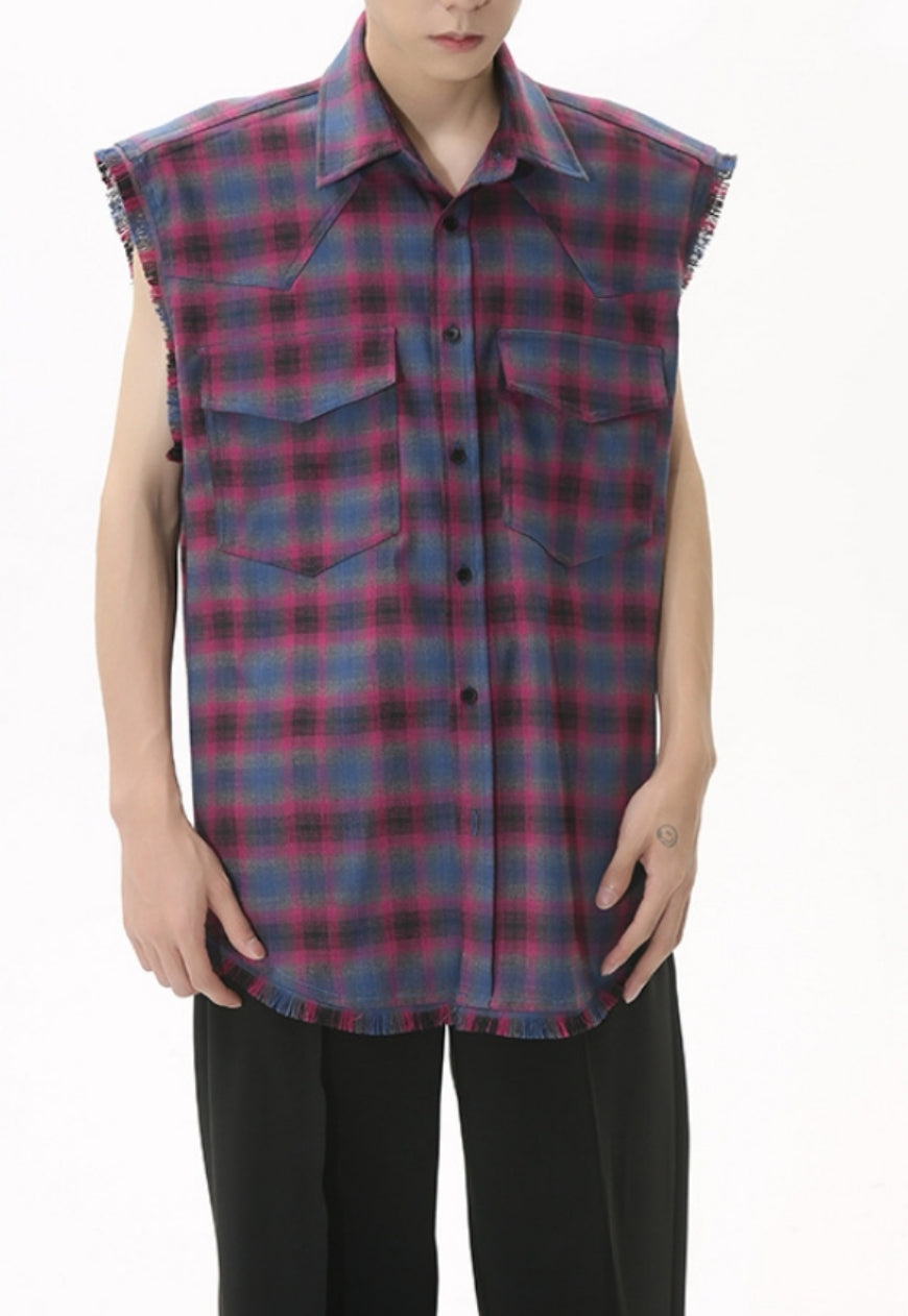 Men's Vintage Vest Check Shirt