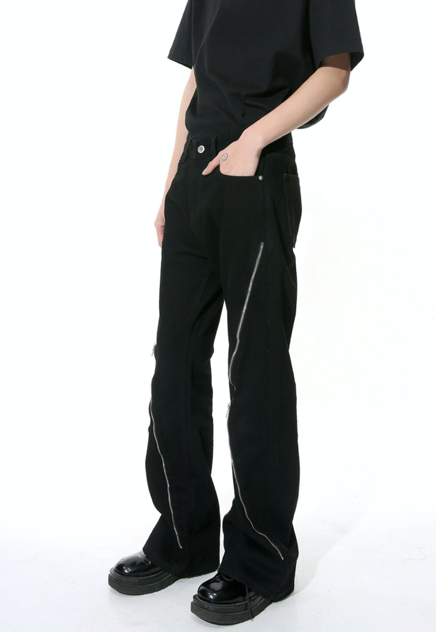 Unisex zipper slit design pants