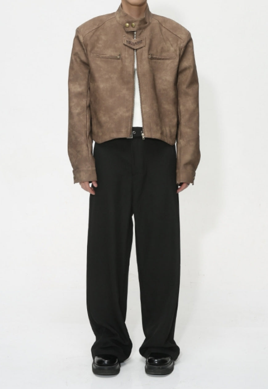 Men's Retro Short PU Leather Jacket