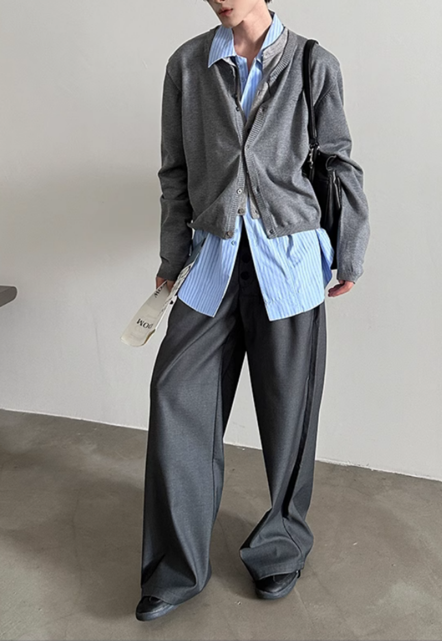 Men's Fake two-piece contrasting color sweater
