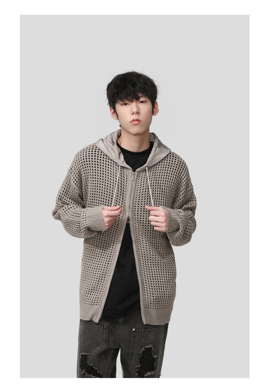 Men's cutout zipper knitted jacket
