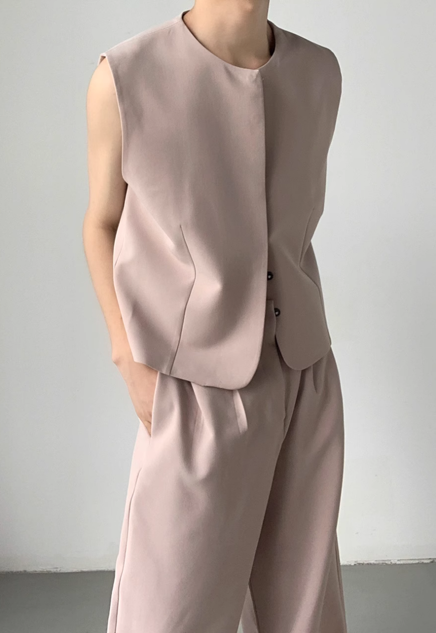 Men's pink premium design vest suit set
