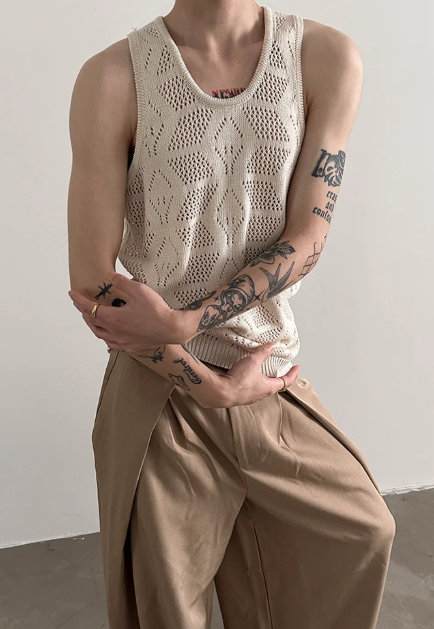 Men's Retro hollow knitted vest