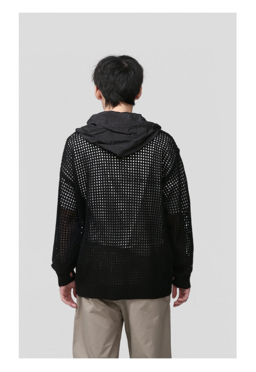 Men's cutout zipper knitted jacket
