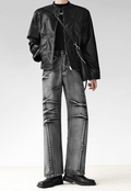 Men's Premium irregular pleated textured jeans