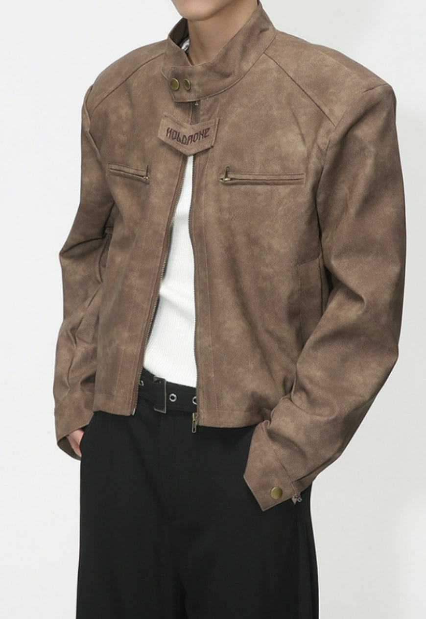 Men's Retro Short PU Leather Jacket