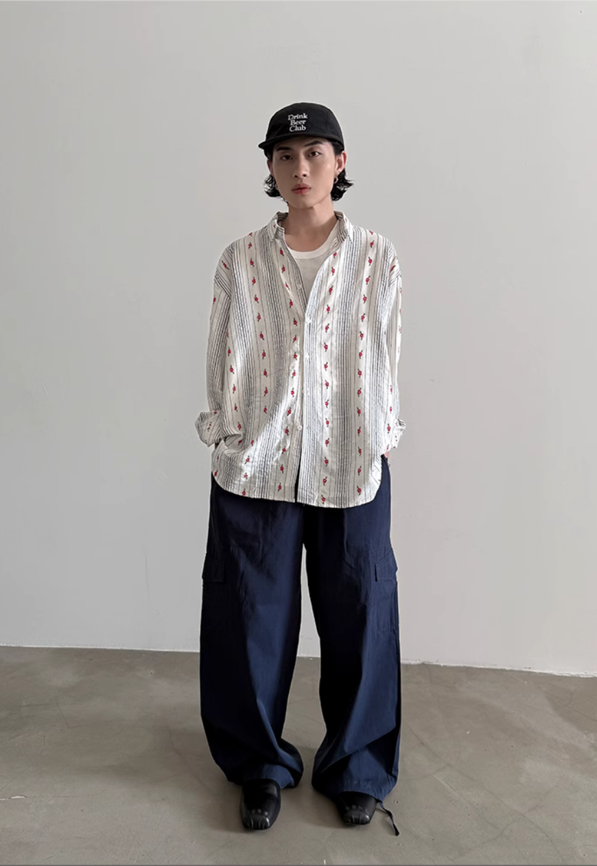 Men's Classic Striped Floral Shirt