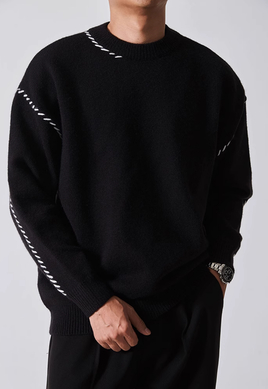 Men's line design sweater