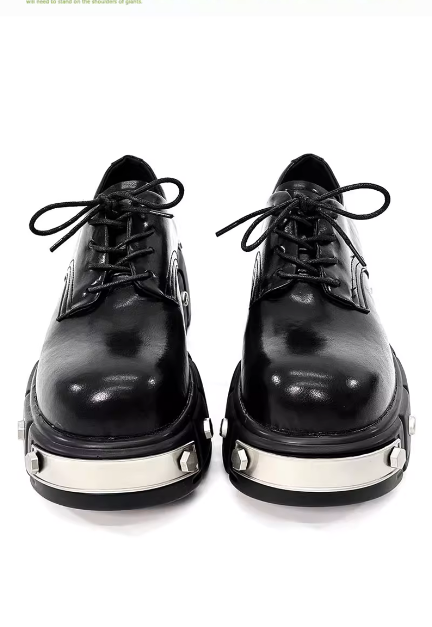 Unisex Iron toe black derby shoes