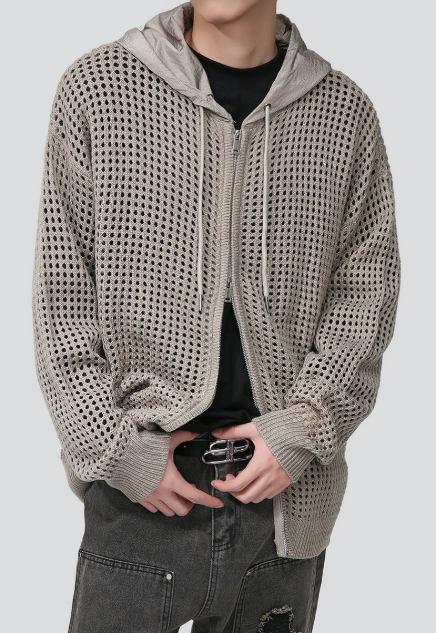 Men's cutout zipper knitted jacket