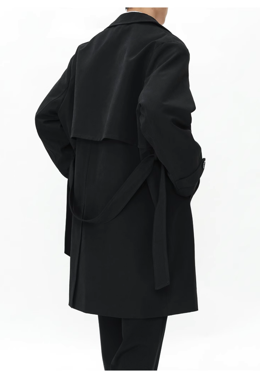 Men's Black single breasted trench coat