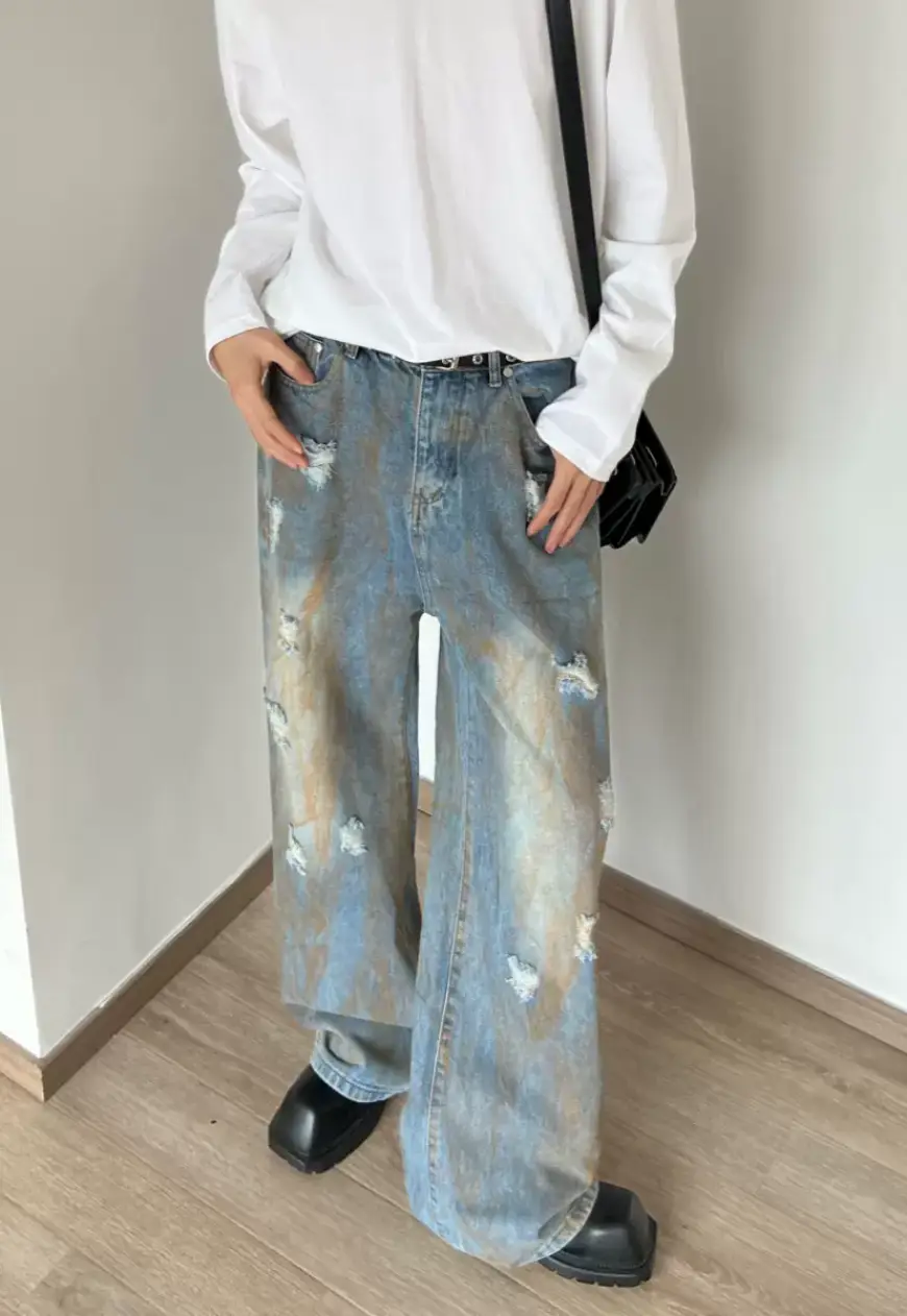 Unisex yellow mud jeans
