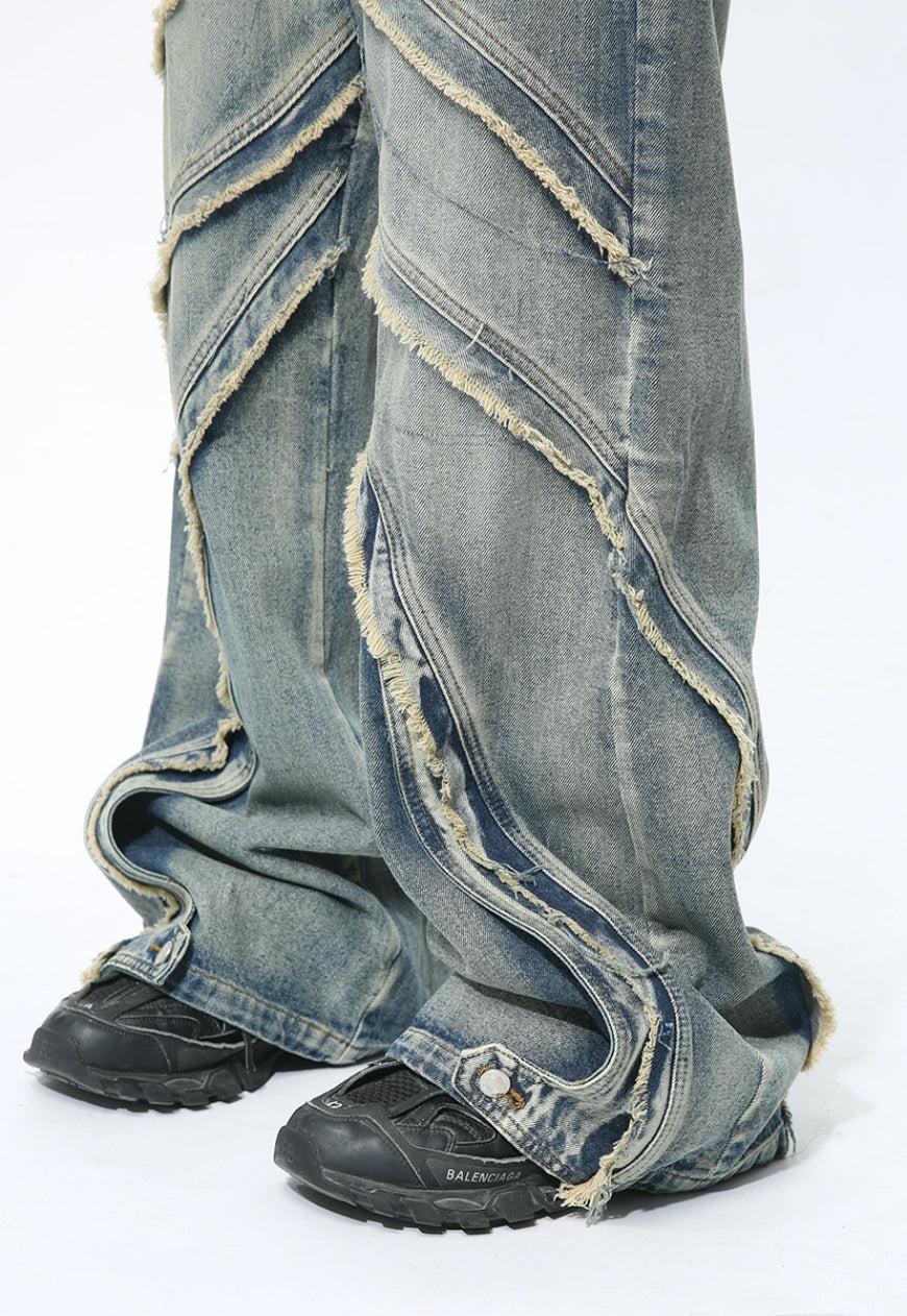 Unisex Deconstructed heavy-duty design jeans