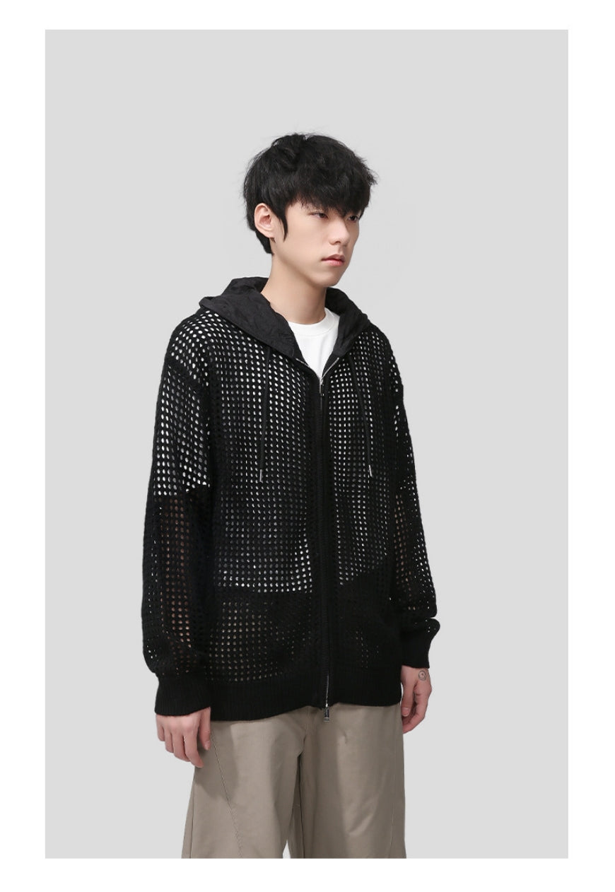 Men's cutout zipper knitted jacket