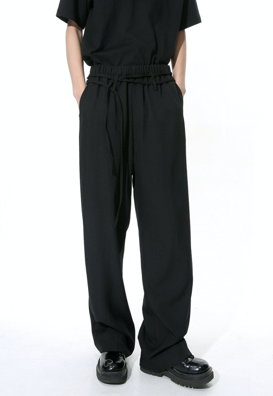 Men's double belt design trousers