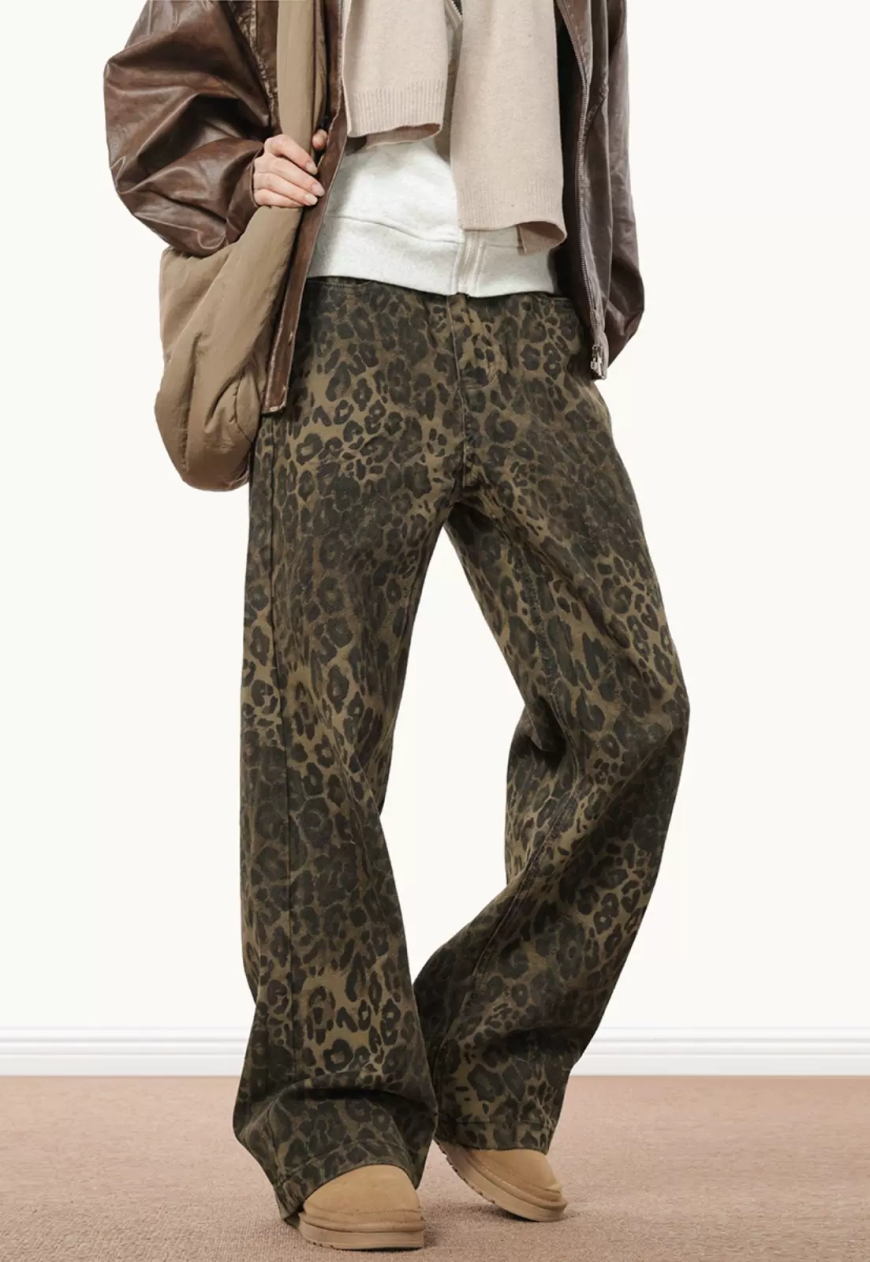 Men's Vintage leopard print jeans